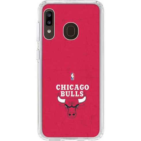 NBA Chicago Bulls Red Distressed Galaxy A20 Clear Case